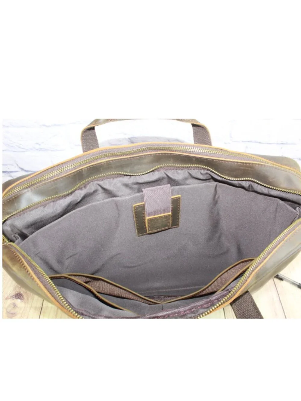 Men's Brown Leather Laptop Briefcase Messenger Bag Work Travel 18 x 12 x 3.5
